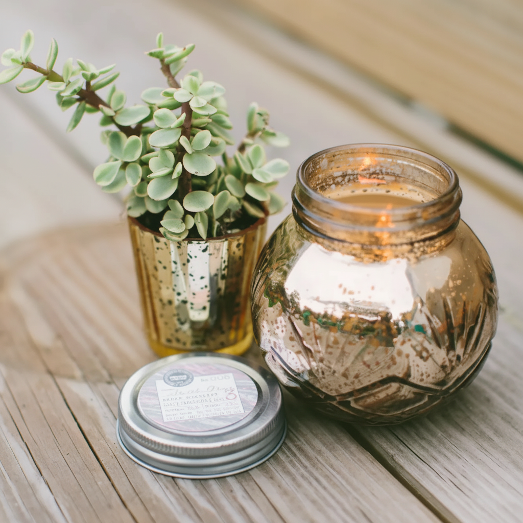 Sweet Grace Mercury Glass Candle amber gold jar with silver lid